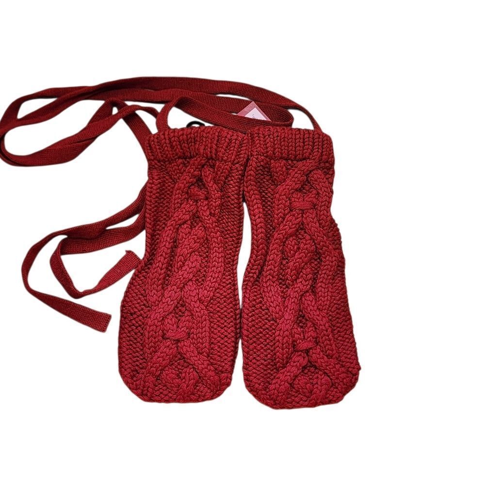 Banana Republic Handknit Wool Cable Mitten Gloven Red NWT